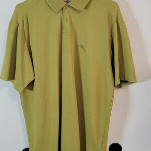 Tommy Bahama Men's L Green Short Sleeve Polo Shirt 62% Cotton/38% Poly